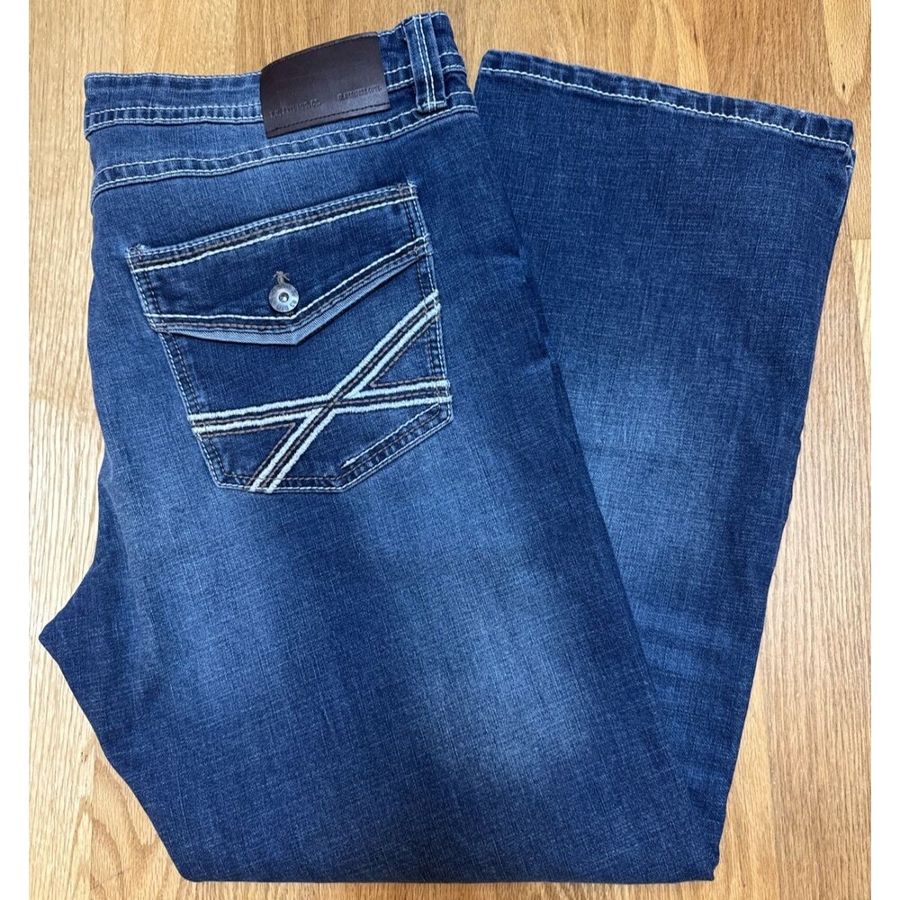 TK Axel Jeans 38x30 Blue Men's Slim Boot Cut Strait Stretch
